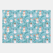 Snowmen Grün und Schneeflocken Weihnachten Geschenkpapier Set (Vorderseite 2)