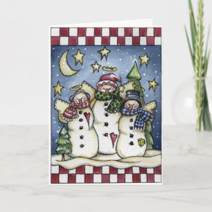 Snowmen - Grußkarte Feiertagskarte