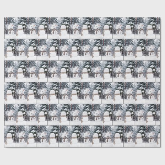 Snowmen Having a Snowball Fight Geschenkpapier (Flach)