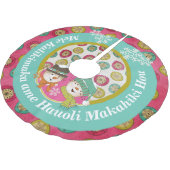 Snowmen Hawaiian Merry Christmas Tree Skirt Polyester Weihnachtsbaumdecke (Schrägansicht)