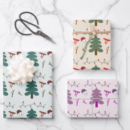 Snowmen Holiday Lichter Weihnachtsbaumen Weihnacht Geschenkpapier Set