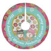 Snowmen Hyvaa Joulua Holiday Tree Skirt Polyester Weihnachtsbaumdecke (Vorderseite)