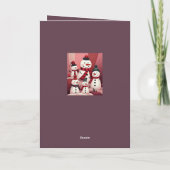 Snowmen In A Sweet Kitschy Christmas Pink Theme Karte (Rückseite)