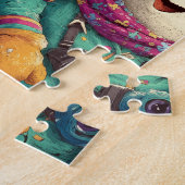 Snowmen In Designer Ski Gear On The Slopes Puzzle (Seite)