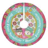 Snowmen Italienisch frohe Weihnachtsbaumrock Polyester Weihnachtsbaumdecke (Vorderseite)