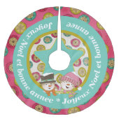 Snowmen Joyeux Weihnachten 2 Holiday Tree Skirt Polyester Weihnachtsbaumdecke (Vorderseite)