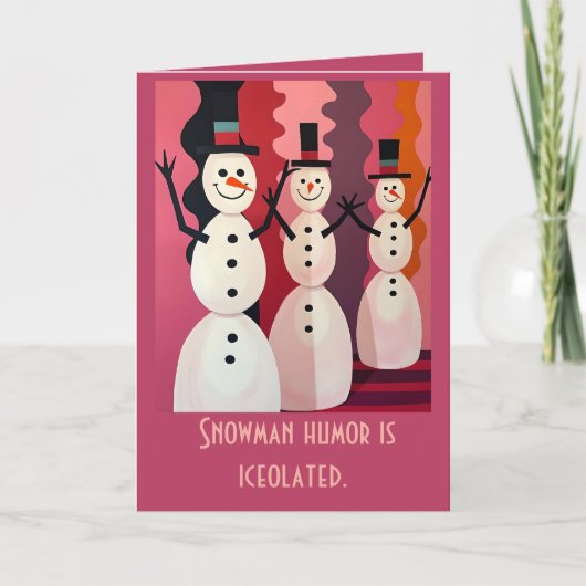 Snowmen Kitschmas Christmas Pink Theme Design Karte (Vorderseite)