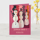 Snowmen Kitschmas Christmas Pink Theme Design Karte (Gelbe Blume)