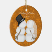 Snowmen küssen Verheiratet Unsere ersten Weihnacht Keramik Ornament (Rechts)