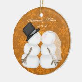 Snowmen küssen Verheiratet Unsere ersten Weihnacht Keramik Ornament (Links)