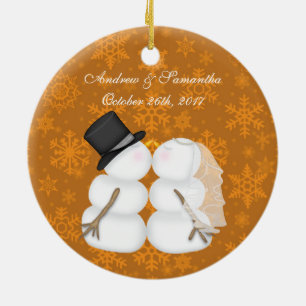 Snowmen küssen Verheiratet Unsere ersten Weihnacht Keramik Ornament