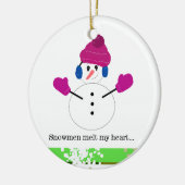 Snowmen Melt Keramikornament (Links)