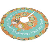 Snowmen Melt my Heart 2 Holiday Tree Skirt Polyester Weihnachtsbaumdecke (Schrägansicht)