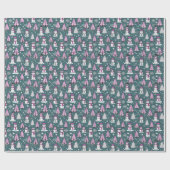 Snowmen Moderne Weihnachtsbaumen Grüne Weihnachten Geschenkpapier (Flach)