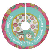 Snowmen Orbs und Schneeflocken Holiday Tree Skirt Polyester Weihnachtsbaumdecke (Vorderseite)
