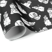 Snowmen Pattern | Weihnachtsschwarz und weiß Geschenkpapier (Rolleneckpunkt)
