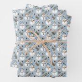 Snowmen & Pinecones auf Snowy Blue Geschenkpapier Set (Beispiel)