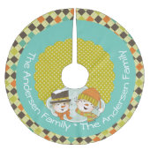 Snowmen Raute und Dots Custom Holiday Tree Skirt Polyester Weihnachtsbaumdecke (Vorderseite)