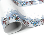 Snowmen Rentier Niedliche Weihnachtsbaumen Geschenkpapier (Rolleneckpunkt)