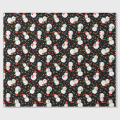 Snowmen Scatter Black Wrapping Paper Geschenkpapier (Flach)