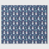 Snowmen Schneeflocken Bäume Moderne Weihnachten Geschenkpapier (Flach)