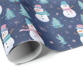 Snowmen Schneeflocken Bäume Moderne Weihnachten Geschenkpapier (Rolleneckpunkt)