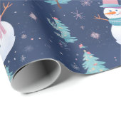 Snowmen Schneeflocken Bäume Moderne Weihnachten Geschenkpapier (Rolleneckpunkt)