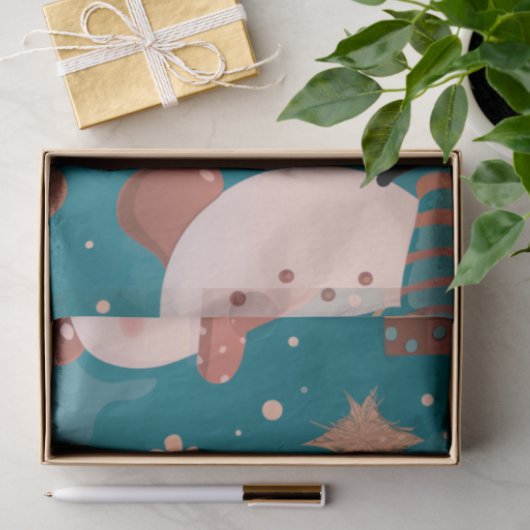 Snowmen Schneeflocken Geschenke Lila Graue Weihnac Seidenpapier (Geschenk)