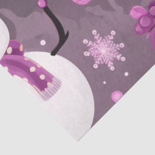 Snowmen Schneeflocken Geschenke Lila Graue Weihnac Seidenpapier (Ausschnitt)