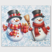 Snowmen Schneeflocken Hintergrund Große Skala Geschenkpapier (Flach)