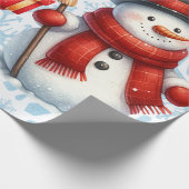 Snowmen Schneeflocken Hintergrund Große Skala Geschenkpapier (Ecke)