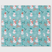 Snowmen Schneeflocken Holly Verlasst Grüne Weihnac Geschenkpapier (Flach)