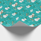 Snowmen Schneeflocken Holly Verlasst Grüne Weihnac Geschenkpapier (Ecke)