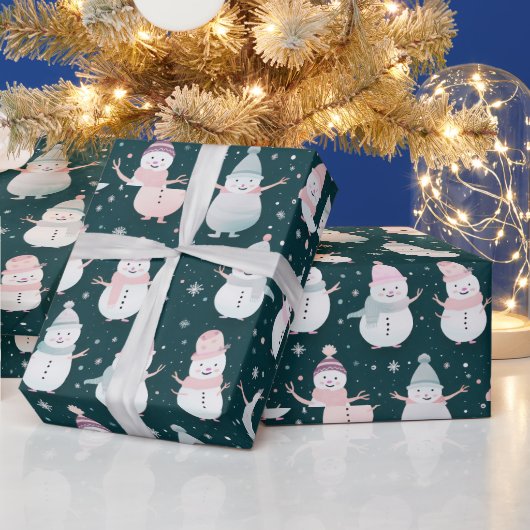 Snowmen Schneeflocken Moderne Weihnachten Geschenkpapier (Feiertage)
