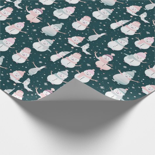 Snowmen Schneeflocken Moderne Weihnachten Geschenkpapier (Ecke)