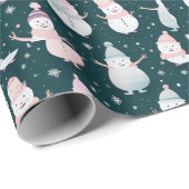 Snowmen Schneeflocken Moderne Weihnachten Geschenkpapier (Rolleneckpunkt)