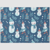 Snowmen Snow Trees Grüne Weihnachten Seidenpapier (Vorderseite)