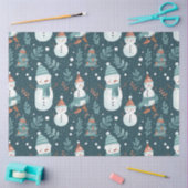 Snowmen Snow Trees Grüne Weihnachten Seidenpapier (Basteln)