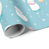 Snowmen Snowflakes Balloons Moderne Weihnachten Geschenkpapier (Rolleneckpunkt)