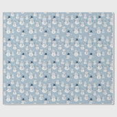 Snowmen Snowflakes Blue Modern Weihnachten Geschenkpapier (Flach)