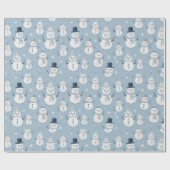 Snowmen Snowflakes Blue Modern Weihnachten Geschenkpapier (Flach)