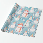 Snowmen Snowflakes Blue Modern Weihnachten Geschenkpapier (Ungerollt)