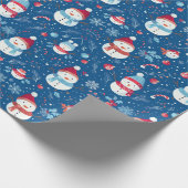 Snowmen Snowflakes Candy Canes Blauer Weihnachten Geschenkpapier (Ecke)