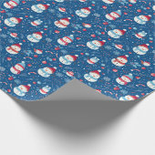 Snowmen Snowflakes Candy Canes Blauer Weihnachten Geschenkpapier (Ecke)