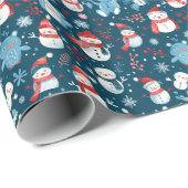 Snowmen Snowflakes Grüne Blaue Weihnachten Geschenkpapier (Rolleneckpunkt)