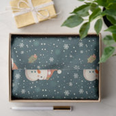 Snowmen Snowflakes Grüne Weihnachten Seidenpapier (Geschenk)