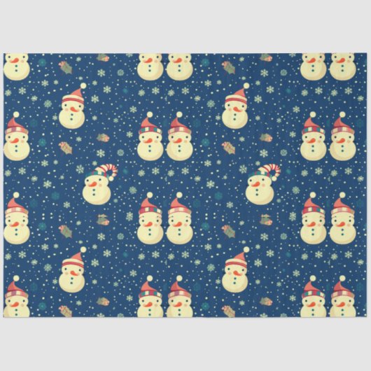 Snowmen Snowflakes Grüne Weihnachten Seidenpapier (Vorderseite)