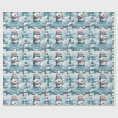 Snowmen Snowy Field Trees Ice Blauer Weihnachten Geschenkpapier (Flach)