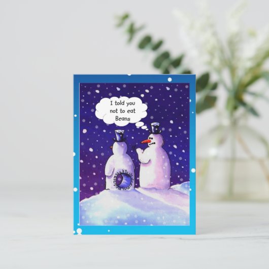 Snowmen-Spaß Postkarte (Stehend Vorderseite)