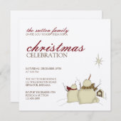 Snowmen & Star ・ Weihnachtseinladung Einladung (Vorne/Hinten)